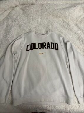 Nike White 'COLORADO' Crewneck Sweatshirt with Gold Swoosh
